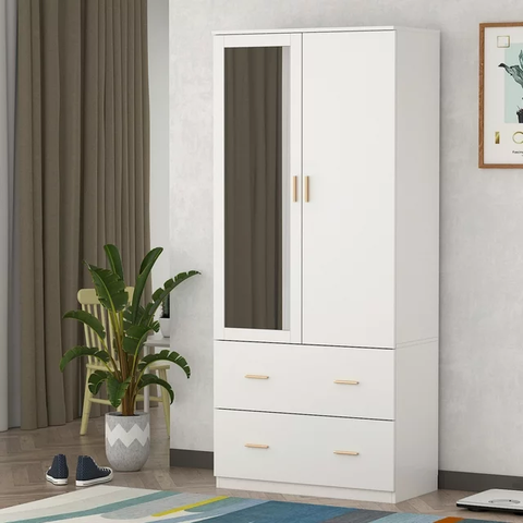 Mirrored Wardrobe, Amoire Closet with 2 Drawers – ADVANCED SOLUTIONS ...