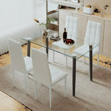 Kitchen Table Set, 5 Pieces Dining Table Set, Tempered Glass Dining