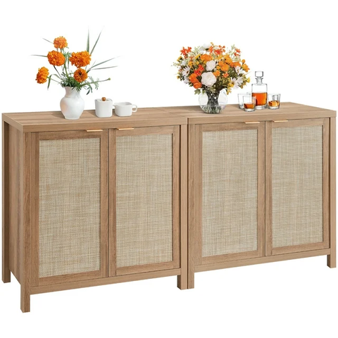 Sideboard Buffet Cabinet Set of 2, Kitchen Storage Cabinet with Doors