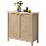 Rattan Buffet Cabinet Boho Sideboard Storage Cabinet