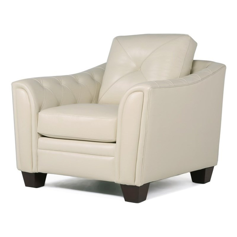 Daily Tufted Leather Accent Chair In Ivory