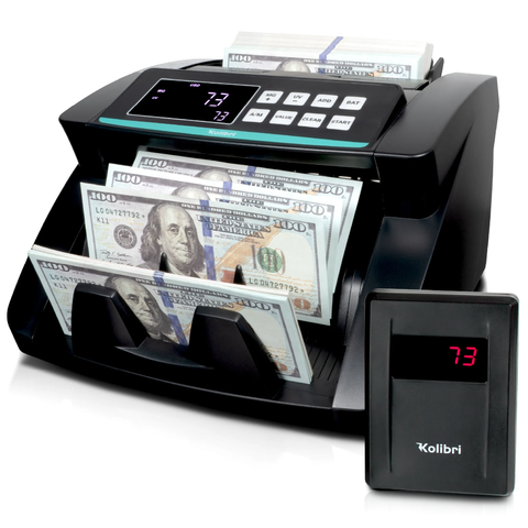 Kolibri Automatic Advanced Counterfeit Detection Bill Counter, 1500 Bills Per Min, Black