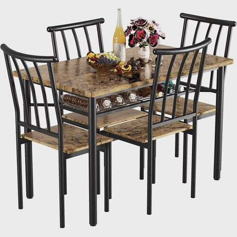 Whizmax Dining Table Set for 4 Metal and Wood