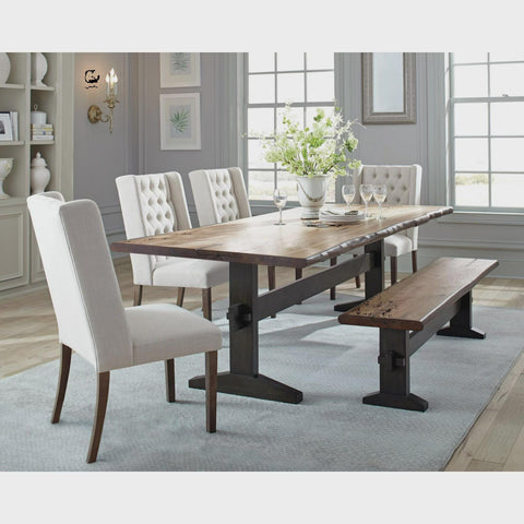 Bexley Rectangular Live Edge Dining Set Natural Honey and Espresso