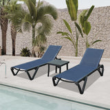 Lounge Chairs Set of 3, Aluminum Pool Chaise Lounge