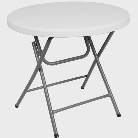 SUGIFT 32 inch Bar Height Folding Table White Round Plastic Table fot Indoor Outdoor, White