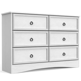 6 Drawer Double Dresser, Modern Wood Horizontal Cabinet Dresser Chest