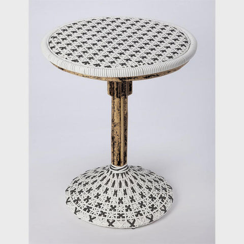 Beaumont Lane Island Living Rattan Bistro Table in White and Black