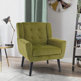 Tufted Upholstered Wide Back Armchair