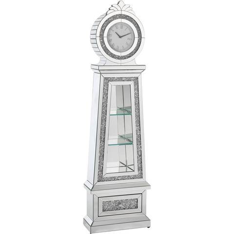 Noralie Grandfather Clock in Mirrored & Faux Diamonds