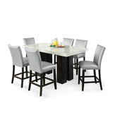 Camila Marble Top Rectangular 7-Piece Counter Height Dining Set