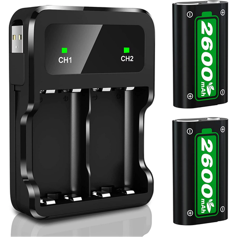 Battery Packs for Xbox Series X|S/Xbox One, 2x2600mAh Batteries with High-Speed Charging Station