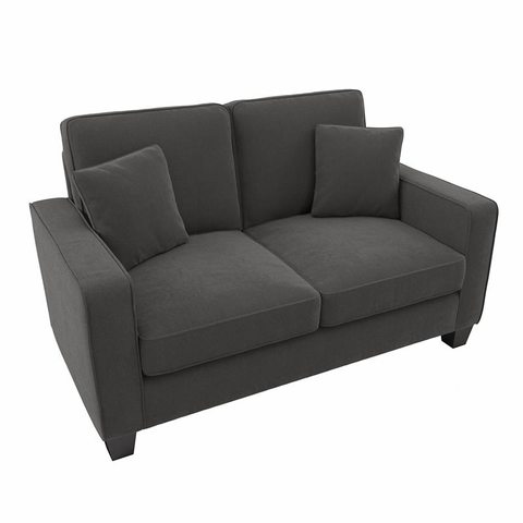 61W Loveseat in Charcoal Gray Herringbone Fabric