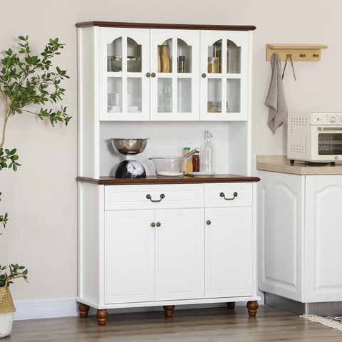 HOMCOM Dining Room Kitchen Hutch Storage Cabinet with Antique Details