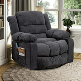 Super Soft and Oversize Chenille Manual Swivel Rocker Heating Massage Recliner Chair