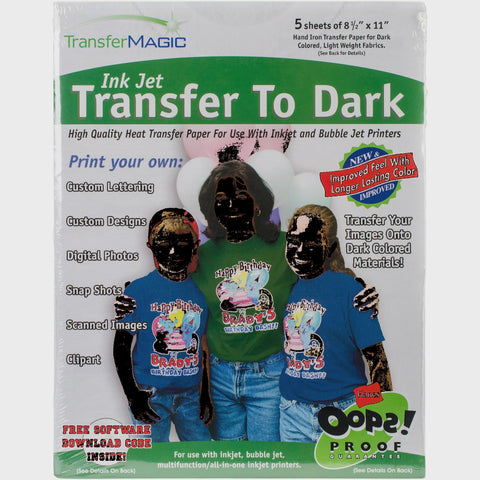 Ink Jet Transfer Paper 8.5"X11" 5/Pkg-For Dark Fabrics