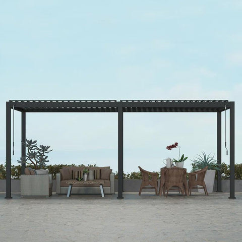 111S 10x20 Ft. Outdoor Aluminum Pergola with Adjustable Louvered Roof