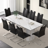 Luxurious Modern Dining Table Sets for 8: Sintered Stone Table with 8 PU Leather Chairs