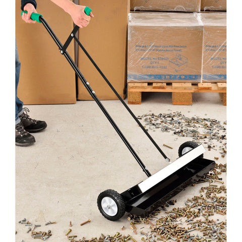 Heavy Duty Magnetic Sweeper With Release Lever, 24" Cleaning Width