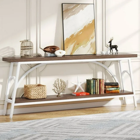 Extra Long Console Table, 70.8” Narrow Sofa Table Entryway Table