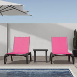 Domi Pool Lounge Chairs Set of 3, Adjustable Aluminum Plastic Outdoor Chaise Lounge with Side Table