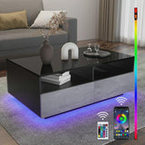 LED Coffee Table Rectangular High Gloss Coffee Tea Table Modern Center Table