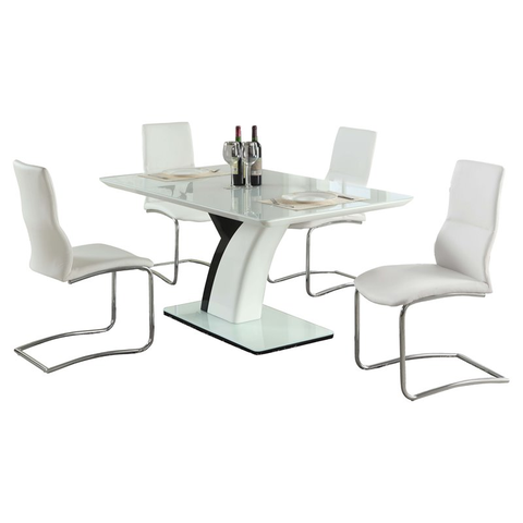 5-piece Contemporary Steel and Wood Dining Set in White/Black