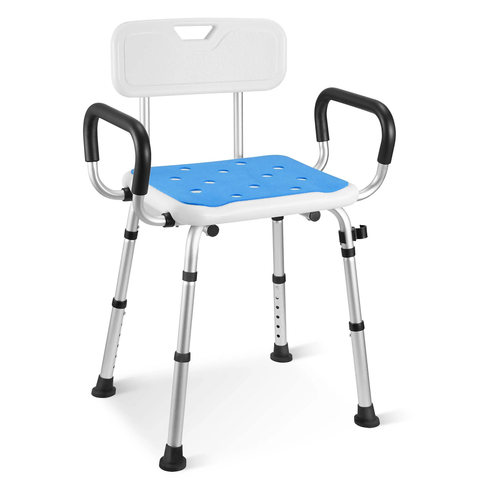 Naipo Bath Chair with Arms, Medical Shower Seat, Bariatric Bath Stool Safety Shower Bench with Reinforced Crossing bar for Elderly, Adults, Disabled