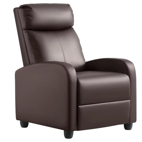 Massage Recliner Chair Single Sofa Chair Small Recliner PU Leather Living Room Sofa,Brown