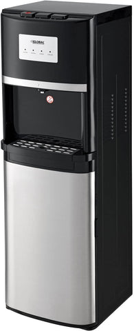 Global Non-Filtered Tri-Temp Water Dispenser, Black with Stainless