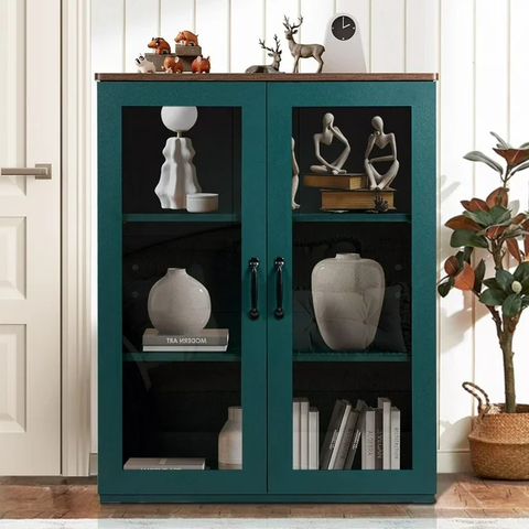 Storage Buffet Cabinet with Glass Doors