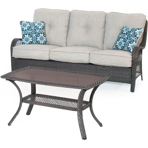 Hanover® Orleans 2 Piece Patio Set, Silver Lining/Gray