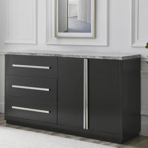 Anxhela 66" Wide Marble Top, 2 Door 3 Drawer Credenza