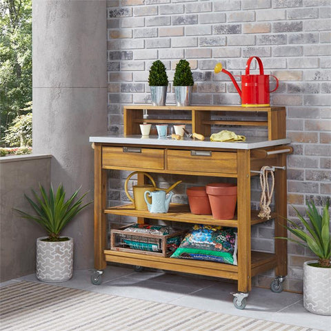 Maho Brown Wood Potting Bench