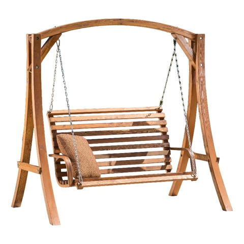 Tulip Outdoor Larch Wood Porch Swing with Stand in Teak