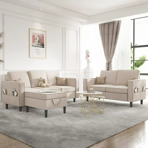 Convertible Sectional Sofa Couch with Storage Ottoman