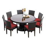 60 Inch Outdoor Patio Dining Table with 8 Armless Chairs