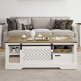 Farmhouse Rectangular Coffee Table with Storage Drawer