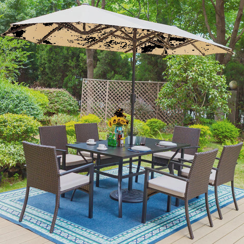 8-Piece Outdoor Patio Set with 13 ft Double-Sided Umbrella