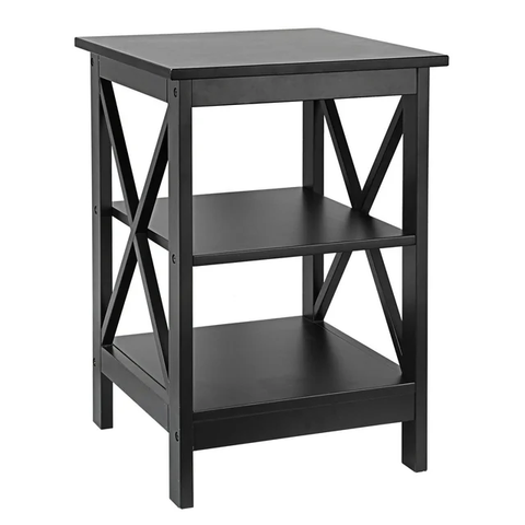 End Table Sofa Side Storage Shelf Living Room Bedroom Furniture 3 Tier Saving Space X-Design Black