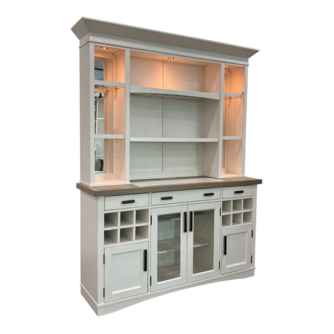 Americana Modern Wood Buffet with Display Hutch in White