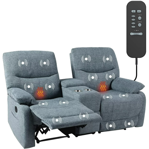 Reclining Sofa, Double Reclining Loveseat with Console, 2 Seater Sofa Home Theater Seating