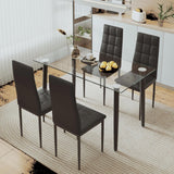 Kitchen Table Set, 5 Pieces Dining Table Set, Tempered Glass Dining