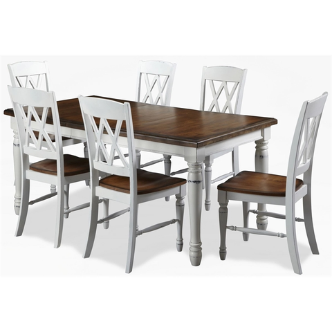 Wood 7 Piece Dining Set in Off White