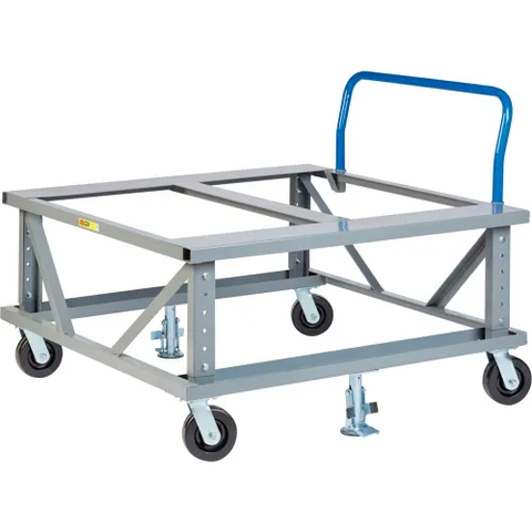 Ergonomic Adj. Height Pallet Stand with Handle Open Deck 48x40