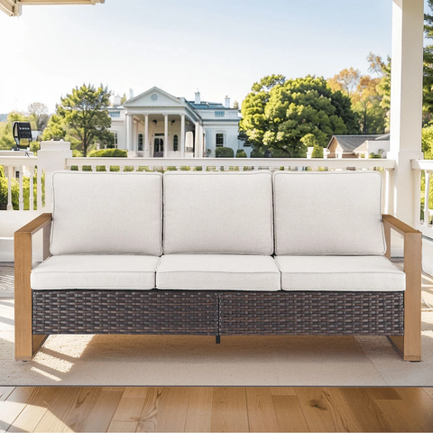 PARKWELL Outdoor 3-Seat Patio Sofa Furniture,Weather