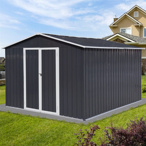 Dark-grey Garden Sheds Outdoor Storage - 10ftx8ft