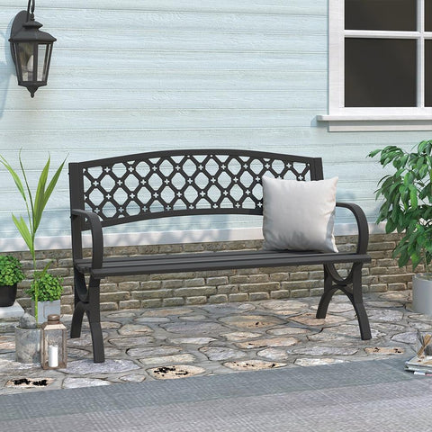 Abble Outdoor Durable Steel Bench - Black