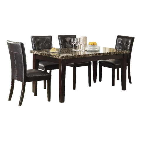 Lexicon 5-Piece Contemporary Faux Marble and Wood Dining Set in Espresso