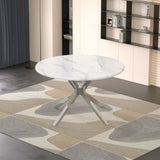 47" Luxurious Round Modern Faux Marble Dining Table